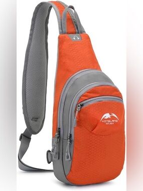 YINGLANG Sling Backpack Crossbody Hiking Travel Daypack Orange Grey